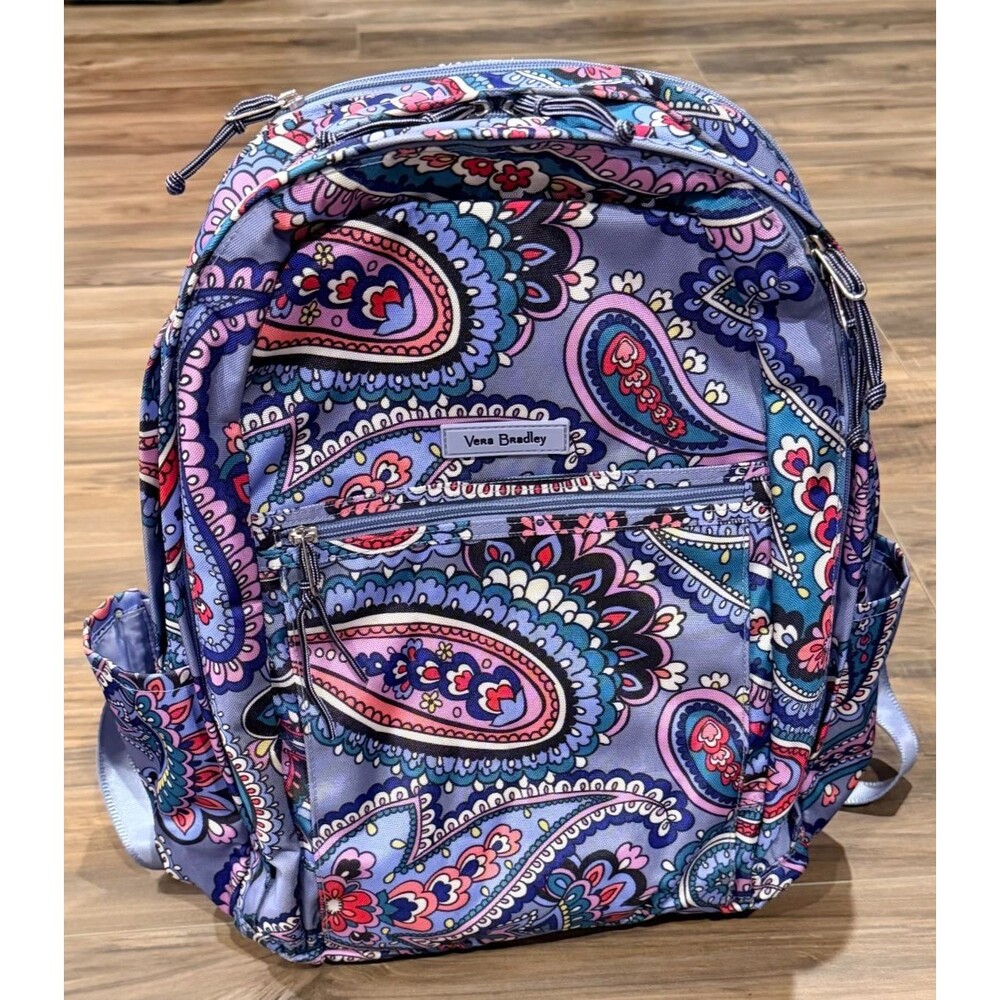 Vera Bradley Lighten Up Purple and Blue Kona Paisley Grand Backpack